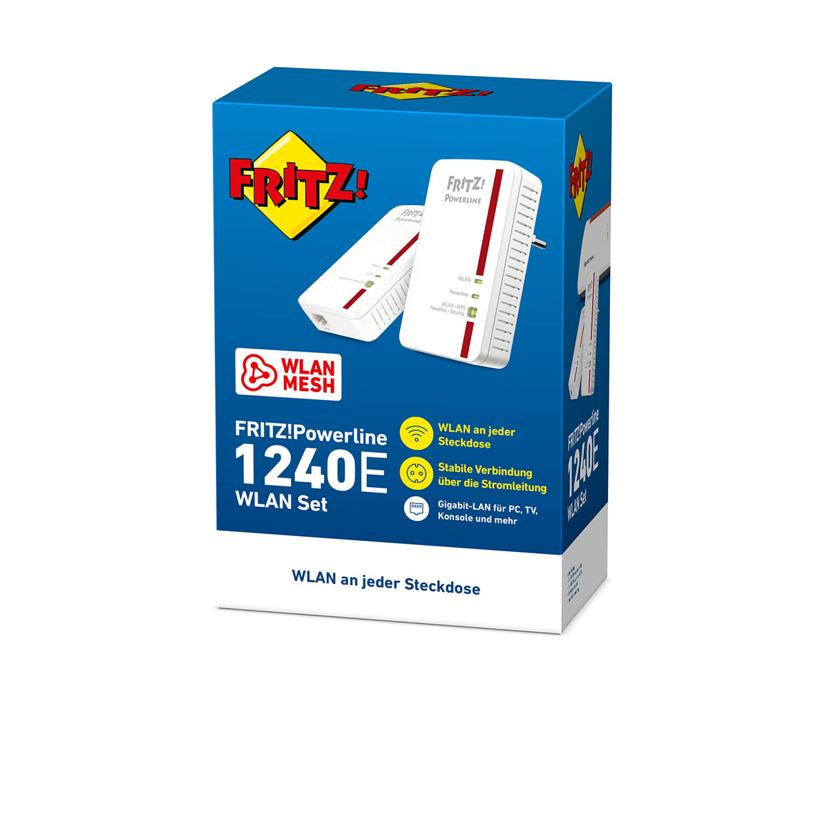 FRITZ!Powerline 1240E/1000E Set – WLAN & 1.200 MBit/s für Streaming & NAS