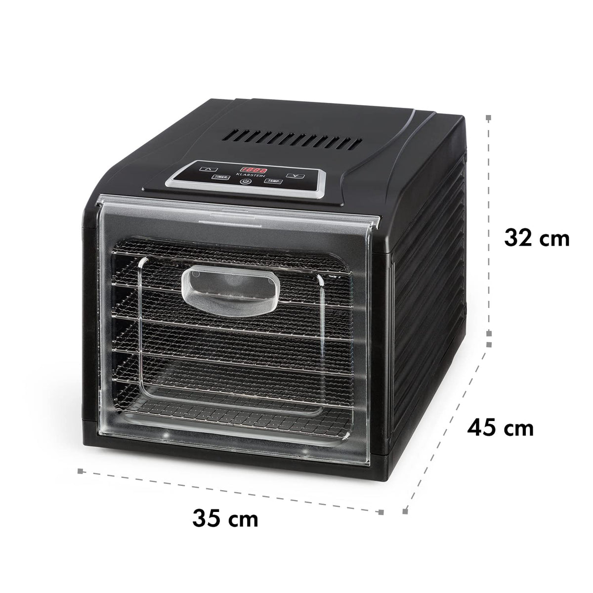 Klarstein Dörrautomat, Dörrgerät, Food Dehydrator, Dörrautomat aus Metall, Dehydrator Food Dryer, 9 Ablagen, 700 Watt, Touch-Display, Timer, Edelstahlheizelement, HotAir Circulation System, Schwarz