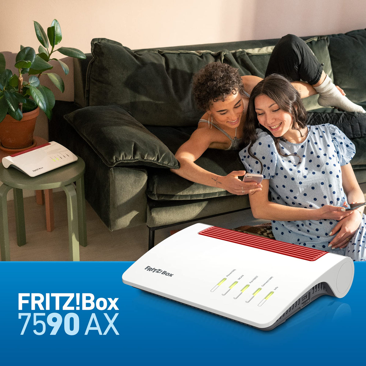 FRITZ!Box 7590 AX Exclusive – Wi-Fi 6 DSL-Router mit Mesh, DECT & USB-Stick